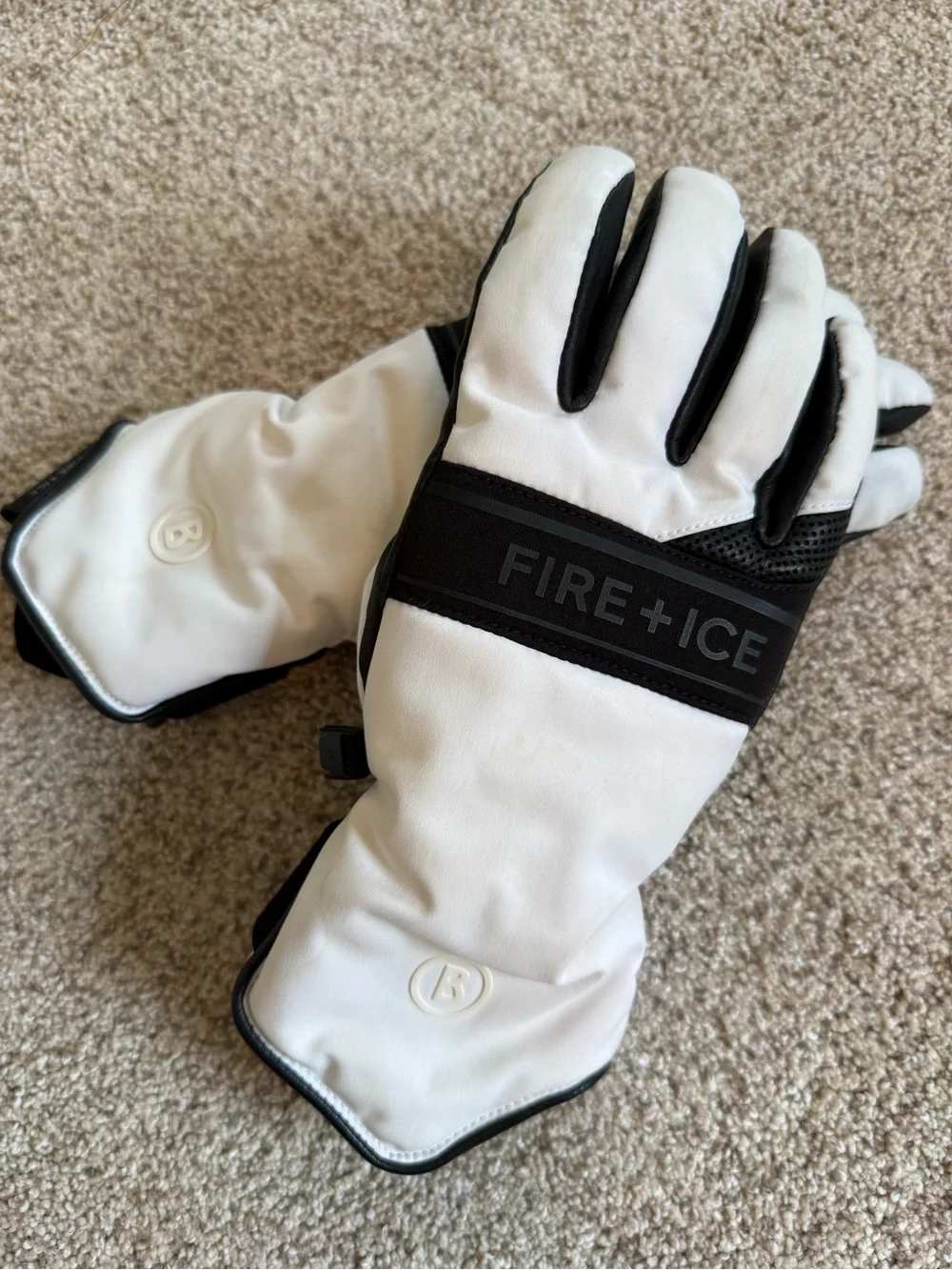 Bogner White and Black Ski Glove Pair